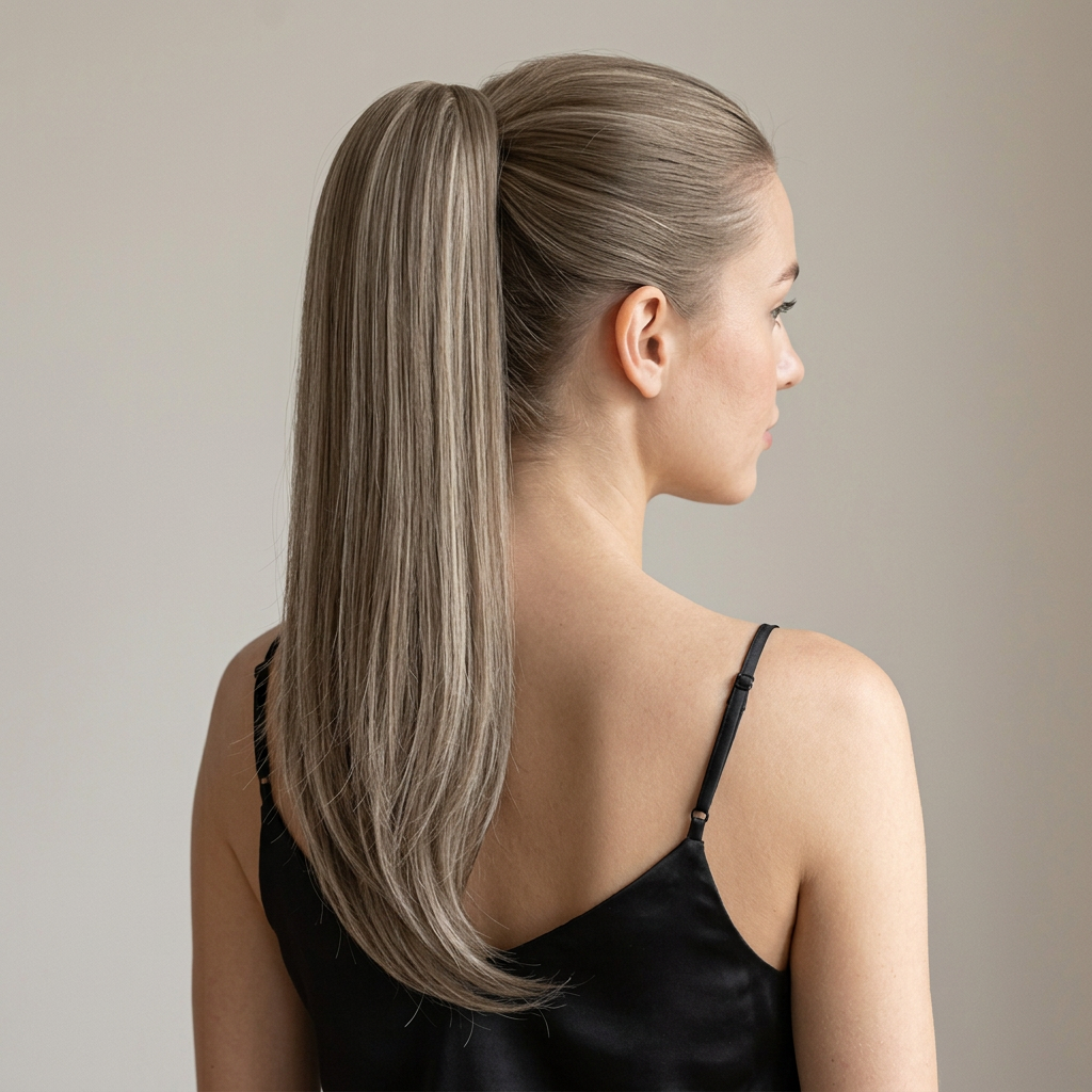 Ash Brown Blonde – on model, back view